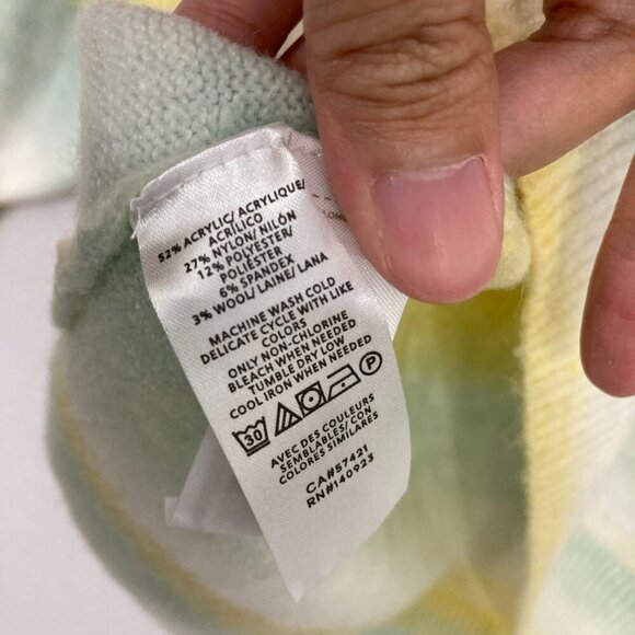 LOFT Yellow Blue Striped Crew Neck Soft Cozy Wool Blend Sweater Large - Picture 8 of 10